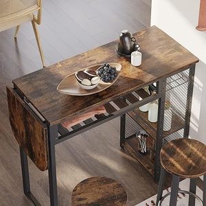 Cross-border retro American style foldable <b>bar</b> <b>table</b> creative coffee shop milk tea shop wall-mounted dining <b>table</b> and chair set - Product Image 2