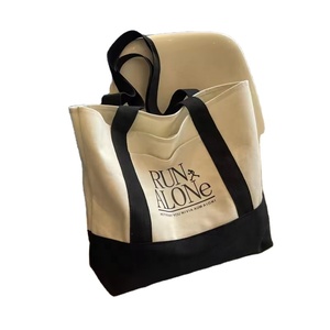 FS Dynertek Custom Logo Large Capacity Cotton Canvas Tote <b>Shopping</b> <b>Bag</b> <b>Reusable</b> with Handle and Letter Pattern - Product Image 3