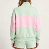 Ensemble deux pièces personnalisé pour femme : sweat-shirt oversize à demi-zip avec blocs de couleur et broderies, et short – Survêtement de sport et de détente