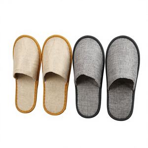 Pantuflas <span class=keywords><strong>de</strong></span> Lino Abiertas SAIN SL-13, Reciclables y Biodegradables, Hechas <span class=keywords><strong>en</strong></span> China, para Hotel y Viajes, Venta al Por Mayor - Product Image 1