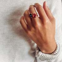 Pierre de lune naturelle Bague en argent sterling 925 Pierre de naissance Anneaux en cristal Pierre naturelle