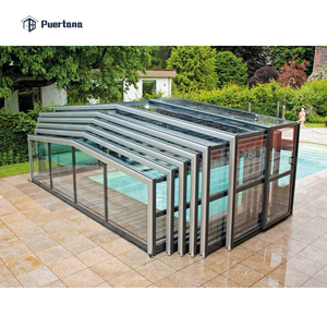 プレハブスイミングプールエンクロージャー強化ガラスサンルームアルミフレームポリカーボネート格納式サンルームルーフ - Product Image 2