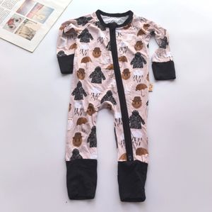 Merek cetak & Label bambu ritsleting Bayi Romper bambu tidur anak baru lahir organik bayi bambu Viscose piyama bayi - Product Image 4