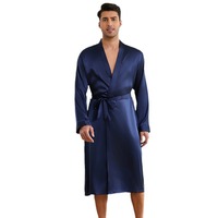 Ensemble de pyjama court en satin pour homme 0EM/ODM, couleur unie, vêtements de maison, peignoir d'été, robe longue fine, pyjama