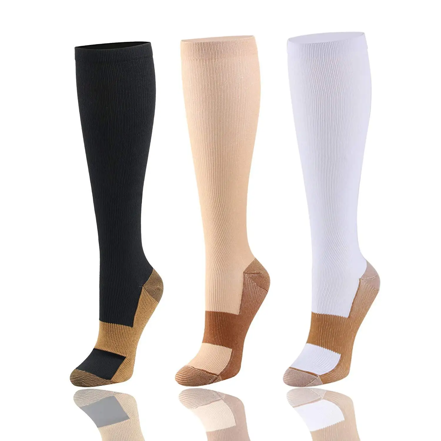 Calcetines deportivos de compresión unisex con logotipo personalizado Fabricantes de calcetines deportivos Calcetines largos de nailon Calcetines de presión para exteriores