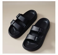 Sandales à boucle pour femmes, semelle épaisse, double sangle réglable, sandales pour hommes, pantoufles de créateur à deux brides, vente en gros, logo personnalisé