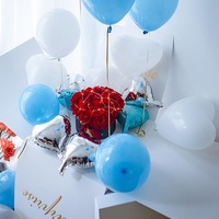 joyeux anniversaire saint valentin, cadeau fort, Transparent, rose bleu or, boîte Surprise, Ballon avec hélium