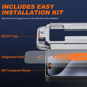 ฟิล์มกระจกนิรภัย 9H 2.5D ป้องกันการแตก สำหรับ iPhone 12 13 14 15 16 17 Pro Max ติดตั้งง่ายพร้อมกรอบ - Product Image 5
