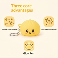 Porte-clés anti-stress en silicone coloré en forme de chignon lumineux, jouet multicolore de dessin animé pour étudiants et employés de bureau