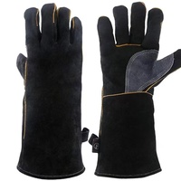 Gants résistants à la chaleur et au feu, pour four, grill, cheminée, soudeur en cuir de vache, soudeur Mig Tig, sécurité et manipulation