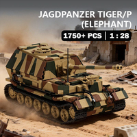 Bloques de Construcción Militares de la Segunda Guerra Mundial 1/28 Jagdpanzer TIGER/P, Set de Bloques de Construcción del Tanque Pesado Ferdinand de la Segunda Guerra Mundial, Juguetes de Ladrillos para Niños, Regalos para Niños