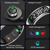 Bague connectée de suivi du sommeil et de la forme physique, étanche 5ATM, avec contrôle par application, chargement sans fil et suivi d'activité