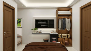 Ensemble de meubles de chambre d'hôtel modernes à prix compétitif avec lit king size en bois, armoire, tables de chevet et meuble TV pour chambre complète - Product Image 5