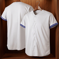 Camiseta Deportiva de Béisbol Blanca para Hombre, Manga Corta, Cierre de Botones, Malla Transpirable, Corte Regular para Adultos