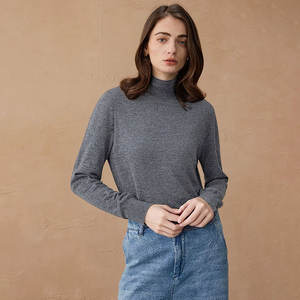 Suéter de Cachemira Pura para Mujer, Cuello Alto, Manga Larga, Cálido, Informal, Color Sólido, Ligero - Product Image 5