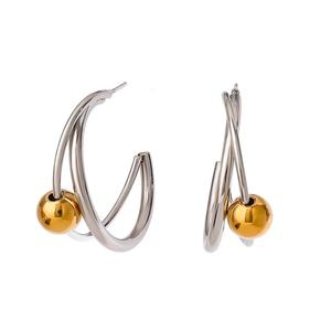 European and American Ins Style Stainless Steel <b>Earrings</b> with Fashionable Opening PVD Gold-plated Steel <b>Ball</b> <b>Earrings</b> for Women - Product Image 1