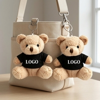 Mini-ours en peluche personnalisés pas chers avec logo, 11 cm, mignons, animaux en peluche pour décorer les sacs, ours en peluche avec t-shirt, jouet porte-clés