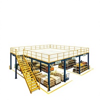 HONGXIN Étagère de mezzanine robuste personnalisable à 2-3 niveaux, sans boulons, à rivets, réglable, en acier laminé à froid, revêtement poudré, acier massif