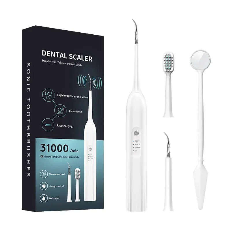 Teeth Calculus Plaque Remover Ultrasonic Tooth Cleaner Sonic Electric Dental Scaler Oral Hygiene Kit With Toothbrush Head