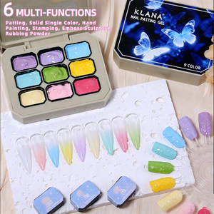 Wholesale KLANA 9 Colors <b>Macaron</b> Painting Gel Pastel Sponge Tap Gradient Nail Pigment Soak Off UV LED Nail Art Paint Palette - Product Image 3