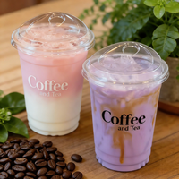 Gobelet à café froid personnalisé avec logo, 16 oz, gobelet à matcha, gobelets à café glacé jetables, smoothies, gobelet en plastique transparent avec couvercles en dôme