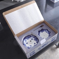 Ensemble de filtres à thé en porcelaine bleue et blanche de type parapluie, filtre à café avec infuseur à matcha, nouveau style chinois, cadeau