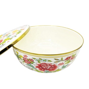 29cm 4.5L ollas de peltre trắng màu be in đầy đủ men sâu soong Bát nồi đồ nấu Vàng Vòng emaille miska emaliowana - Product Image 4