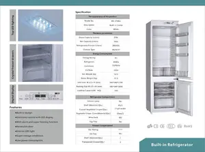 Home Appliance Built In Fridge Freezer Double Door Refrigerator Bottom-freezer For Wholesale House Decoration
