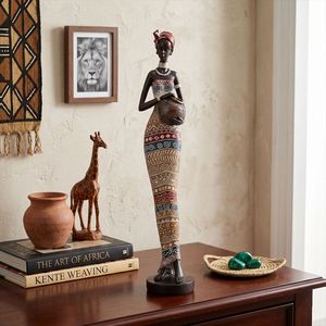 Statuetta in Resina Stile Africano, Scultura Geometrica di Donna Nera con Vaso, Decorazione per la Casa, Artigianato all'Ingrosso - Product Image 2