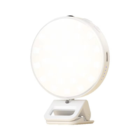 Lampu cincin jepit bertenaga baterai dengan suhu warna yang dapat disesuaikan (2500-6500K) dan lampu LED isi ulang yang dapat diredupkan, cocok untuk mobi