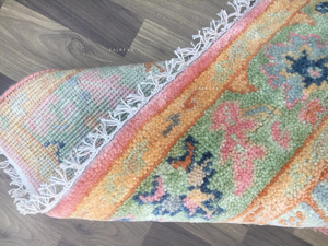 พรมขนสัตว์ทำมือสีชมพูแบบอูชาค พรมตุรกีหลากสีสัน พรมตกแต่งห้องนั่งเล่นสไตล์โบโฮ ขนาด 9x12 8x10 สำหรับห้องนอนและพื้นที่ใช้สอย - Product Image 5