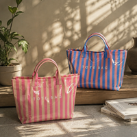 Sac fourre-tout sophistiqué en PVC rayé, imperméable, doux, élégant, léger, avec bouton magnétique, simplicité urbaine, été, automne, hiver