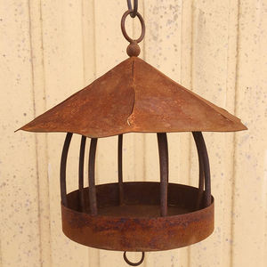 JH-Mech Rustieke Vogelvoederbak 23 x 30 cm voor in de tuin, hangend met haak, roestvrij cortenstaal, eekhoornbestendig - Product Image 2