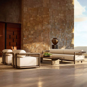 Juego de sofá de teca de hotel de lujo Juegos de <span class=keywords><strong>restauración</strong></span> de calidad de lujo Muebles de exterior Diseño Juego de sofá de jardín - Product Image 2