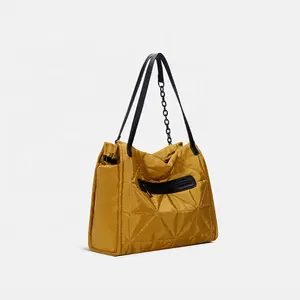 Light luxury Ladies file Tote bag Small batch custom Cotton filling handbags for women