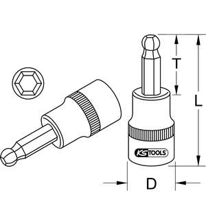 KS <b>TOOLS</b> 1/4" Bit socket hexagon with ball end, 5,5mm - Product Image 2