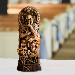 Sculpture en résine <span class=keywords><strong>du</strong></span> <span class=keywords><strong>dieu</strong></span> nordique Thor, figurine <span class=keywords><strong>viking</strong></span> peinte à la main, décoration réaliste pour la maison, cadeau pour l'autel des Asatru païens - Product Image 3