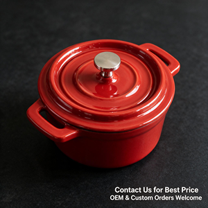 Mini cocotte en fonte émaillée 1qt - 10cm, petite marmite pour soupes, sauces et aliments pour bébés, cocotte française - Product Image 6