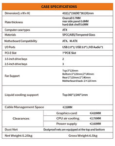 Boîtier PC de bureau en maille Jungle Leopard AX-1 avec panneau latéral en verre trempé, pour jeux, refroidissement par eau, ATX, avec filets anti-poussière supérieurs et inférieurs - Product Image 6