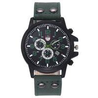 Montre de sport en plein air pour homme, bracelet en cuir givré, montre à Quartz avec calendrier