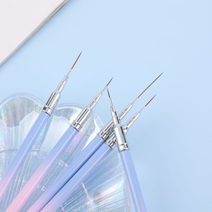 Pinceau à ongles pour photothérapie, manche métallique, brosse à lignes fines, virole sertie avec couvercle, pinceau à ongles en nylon pour la décoration florale - Product Image 5