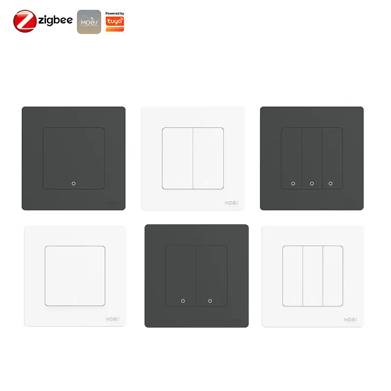 Star Ring Series Tuya Smart ZigBee3.0 Interruptor de botón pulsador Luz integrada Táctil No Neutral Interruptor de escena universal