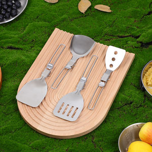 Pequeña cocina pan bistec cocina plana <span class=keywords><strong>Mini</strong></span> panqueques espátula plegable de acero inoxidable pala para freír para herramientas de Camping al aire libre - Product Image 4