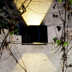 Lampe murale solaire COB étanche IP65 en ABS et verre, 2*3W, blanc chaud, pour extérieur, jardin, clôture, mur - Product Image 1