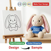 Mascotte de présentation pour enfants, personnalisée, en forme de lapin en peluche aux oreilles tombantes, avec tee-shirt de marque