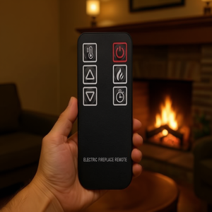 Chimenea Eléctrica Empotrable con Calefactor de 23 Pulgadas y 1400W, Control Remoto, Lamas Realistas Ajustables, Visor de Vidrio Negro - Product Image 2