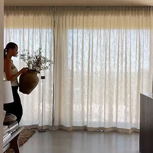Rough Linen Textured Tulle <b>Curtains</b> for Bedroom Elegant and Stylish Product Genre - Product Image 1
