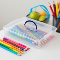 Transparent Simple En Plastique Injection Crayon Cas Étudiant Papeterie Boîte De Rangement pour Organiser Crayons Jouets Organisateur