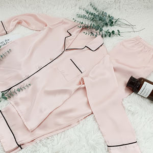 Pijamas de mujer de seda 100% de alta calidad personalizados, conjunto de pijamas de mujer de seda de ajuste cómodo de tendencia 2024 - Product Image 3