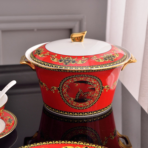 Juego de Porcelana Fina Europea de Lujo para Sala de Estar, con Caja de Regalo Negra, Modelo Red Philena Waal Manpinabig Brownit Gicheongsamstern - Product Image 3